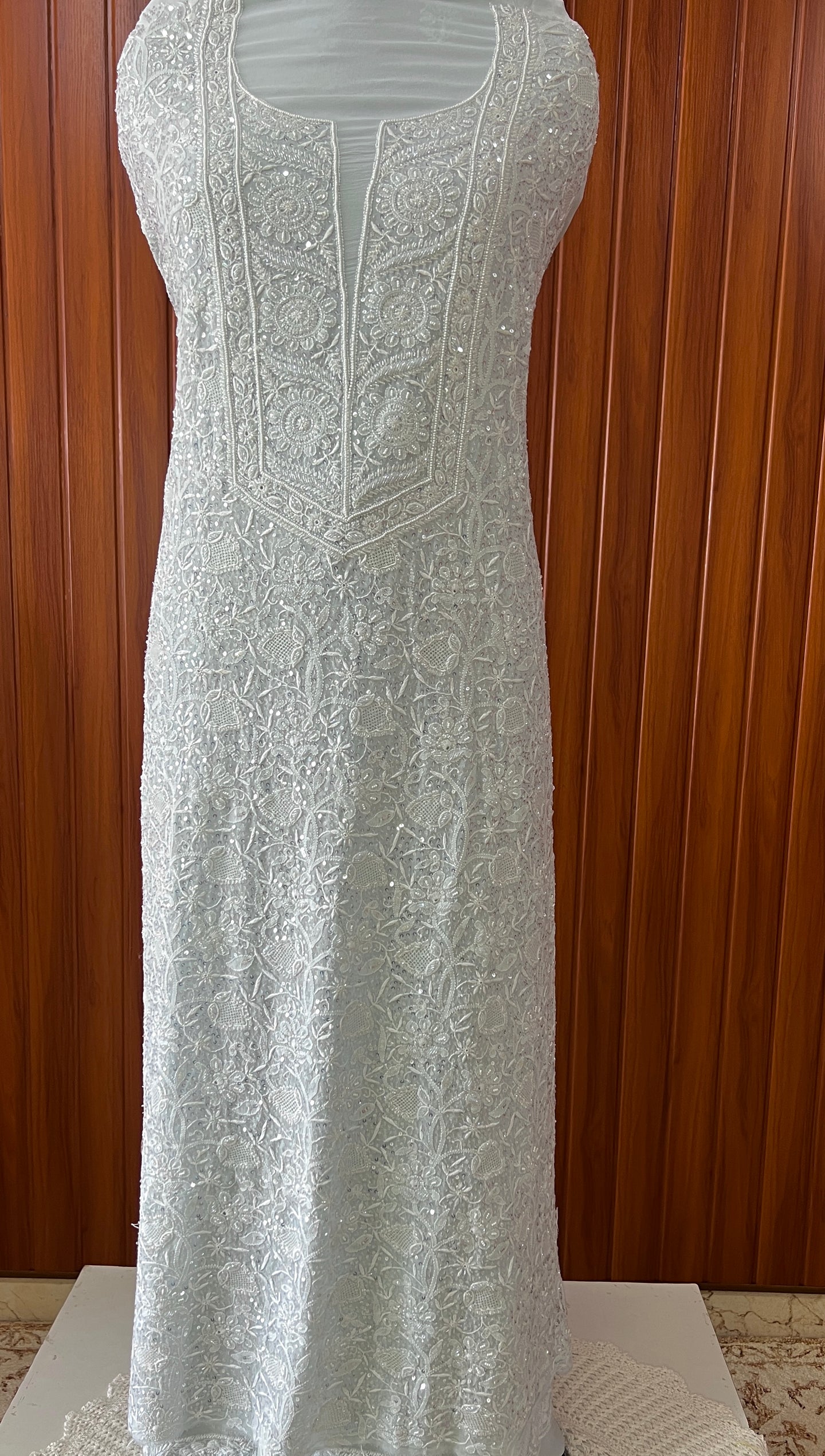 Suhaan Powder Blue Chikankari pearl sequins kurta and dupatta